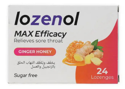 LOZENAL MAX EFFICACY GINGER HONEY SUGAR-FREE – 24 LOZENGES